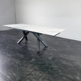 Atlanta White Kasa Gold Sintered Stone Ceramic Top Extending Dining Table - Pendle Village Furniture